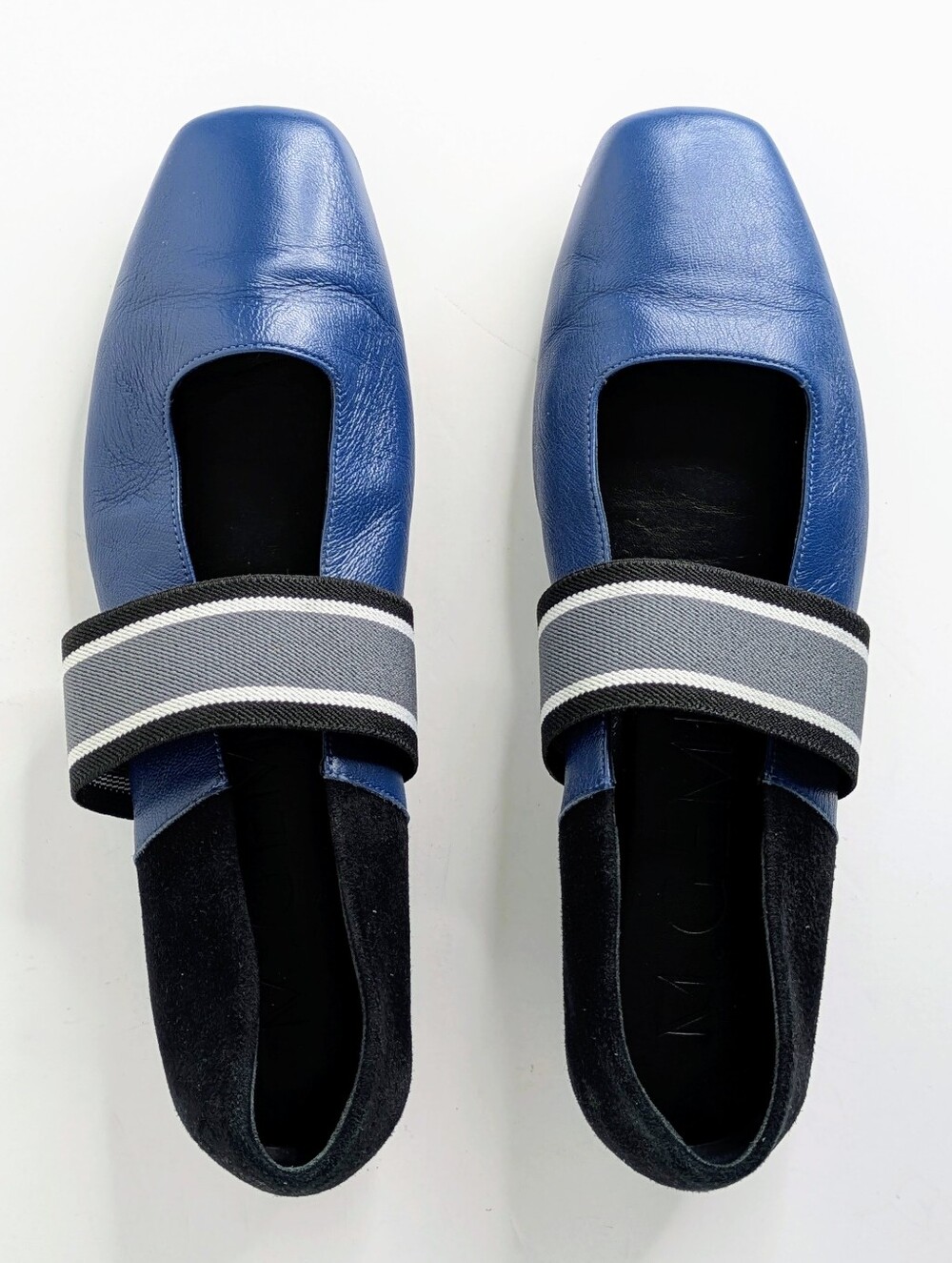 M. Gemi Ballare Mary Jane Flats 39 Blue Leather Black Suede Made in Italy 8.5 - Picture 11 of 12